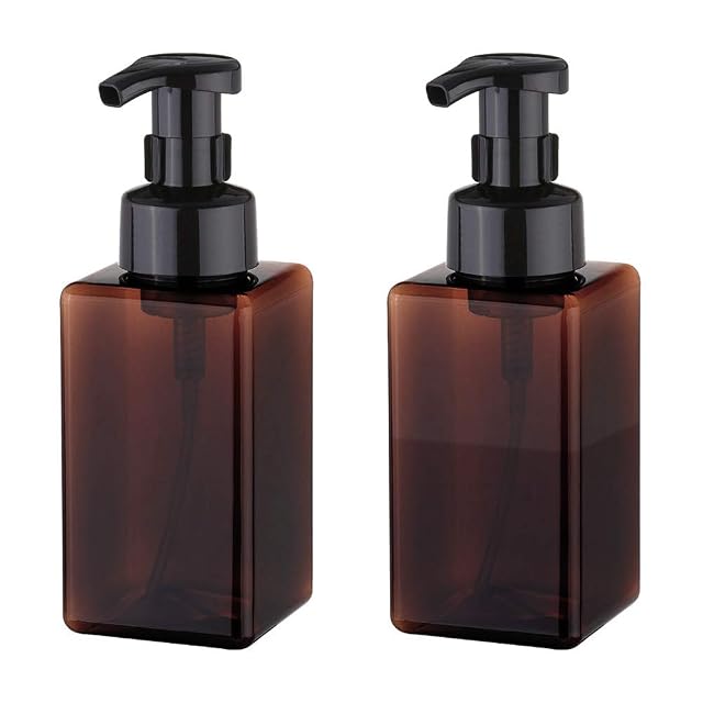 UUJOLY Foaming Soap Dispenser 450ml 15oz Refillable Pump Bottle Plastic for Liquid Soap Shampoo Body Wash 2 Pcs