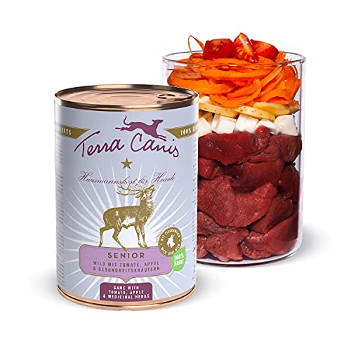 Terra Canis Venado, Tomate, Manzana y Hierbas medicinales - Senior, 400g I alimento húmedo Premium para Perros Human-Grade de Todos los Ingredientes I bajo Contenido de alérgenos