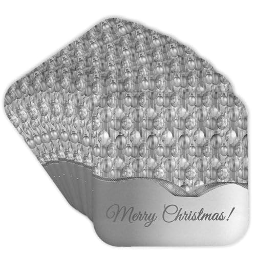 3dRose Pretty Silver Christmas Ornaments, Merry Christmas - Soft Coasters, Set of 8 (CST_220561_2)