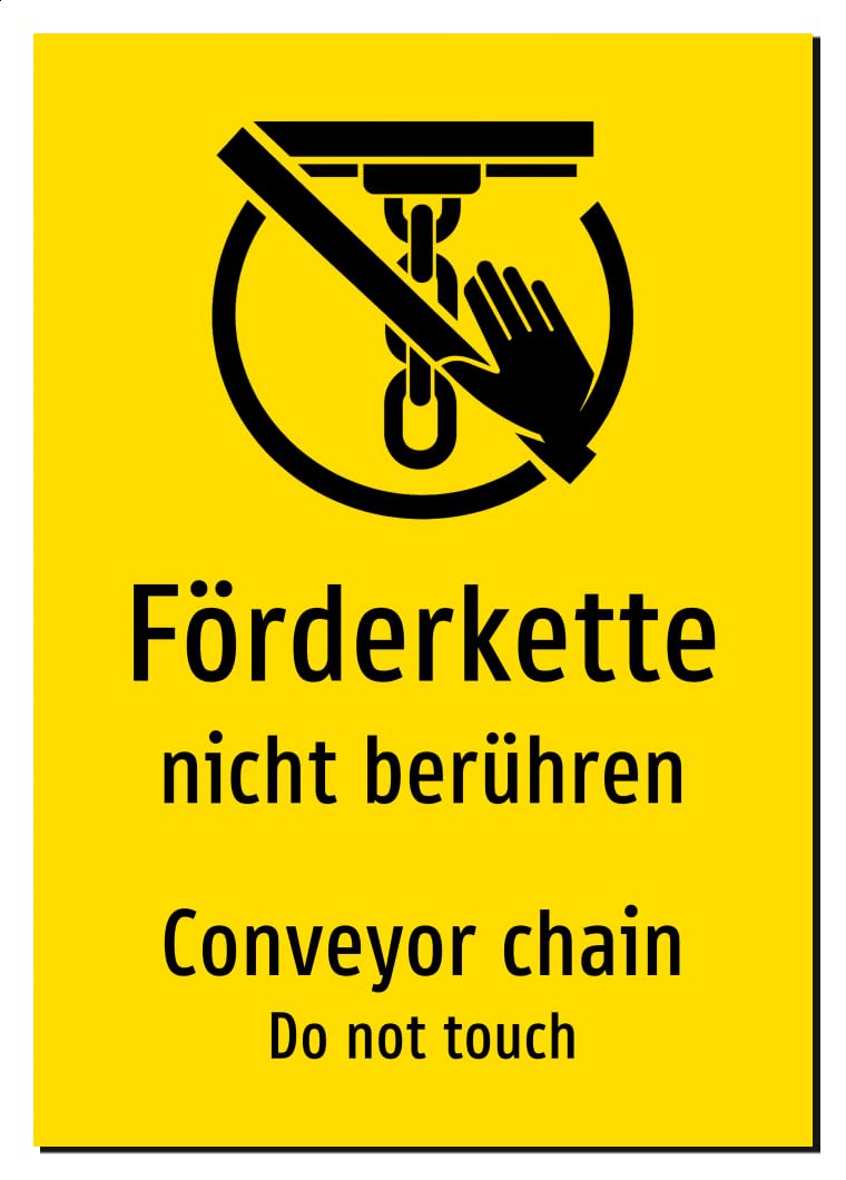 63379-DEEN-S-09 | Förderkette Schild Deutsch Englisch | zweisprachig