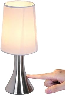 Bakaji Lampada da Tavolo Lume per Comodino con Accensione Touch Luce 4 Luminosità Selezionabili Lampadina Attacco E14 in Metallo Design Moderno (Campana)