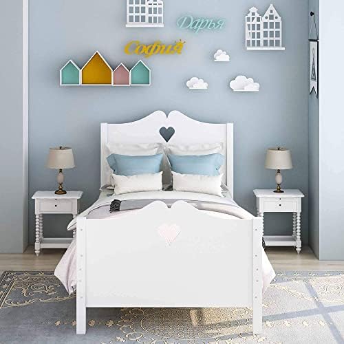Harper & Bright Designs Bed Frame Twin Platform Bed with Wood Slat Support and Headboard and Footboard (White)