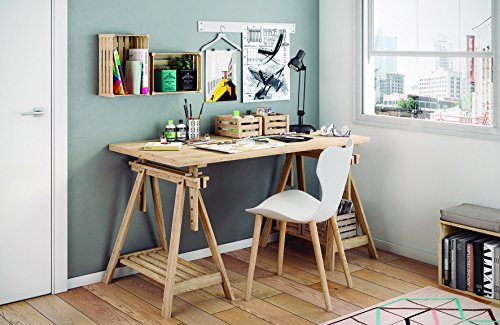 Caballete Archi Tec blanco regulable e inclinable en altura de madera de pino con balda (70/98,7x70x45cm) - imagen 2