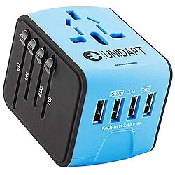 Unidapt Universal Travel Adapter, International Plug Adapter Fast 2,4A 4-USB