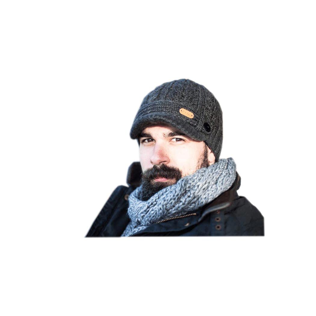 Erin KnitwearCable Knit Wool Peak Cap for Women, 100% Wool, Fleece Lining, One Size