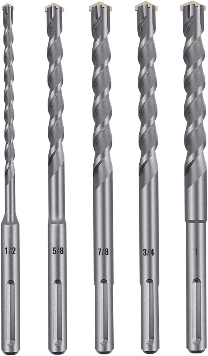 Owl Tools SDS Max Masonry Drill Bit Set (Carbide Tipped - 5 Piece Set) 13inches Length in The Following Sizes: 1/2inches, 5/8inches, 3/4inches, 7/8inches, and 1inches