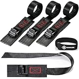 RUNAFLAMA - Cinchas de Amarre Pequeñas con Protección - Eslingas de Amarre para Portabicicletas Portón Trasero, Bola y Techo del Coche - Cintas Sujeción a Soporte Bicicleta Pared - 4 Correas de 35cm