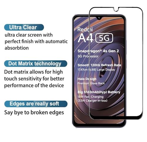 Image of FabeKee Tempered Glass Screen Protector Compatible for Redmi A4 5G | Front And Back Screen Guard With camera lens protector 3 in 1 (Redmi A4 5G, Combo)