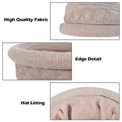 Women Winter Knit 1920S Vintage Bucket Bowler Hat Round Brim Warm Hat #TOP3