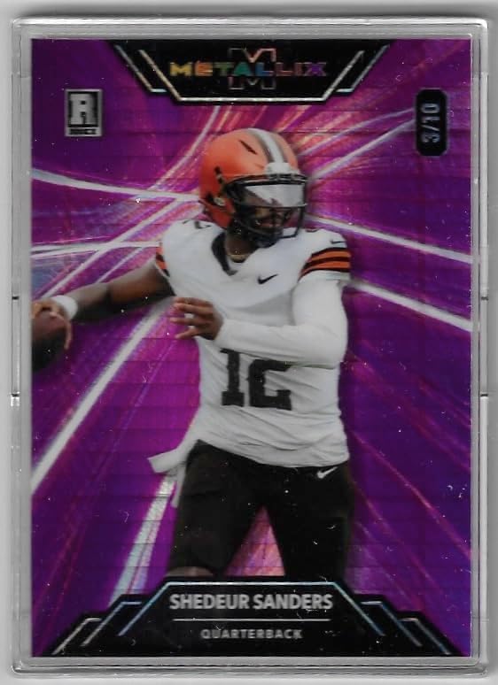 Shedeur Sanders Serial Numbered #3/10 Purple Prizm Foil Board WildLight Rookie Card Collectible Football Card - 2025 Wild Card American Metallix Pro-Look Football Promo #WML-SS (Browns) Has Not Been Removed From Factory Case