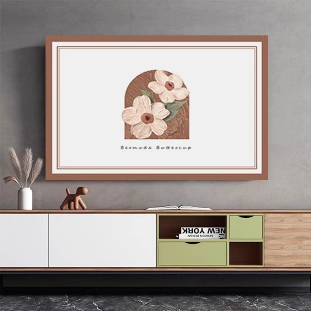 TV Abdeckung TV Displayschutz Moderner TV-Staubschutz Für Den Innenbereich Dekorativer TV Bildschirm Mit Querformatdruck Weiche Fernsehabdeckungen Aus Polyester-flower2||55inch