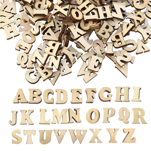 TakFree Holzbuchstaben Klein zum Basteln, 208 Stück Buchstaben Holz Klein 15mm Unbearbeitete Holzbuchstaben A-Z für Hasteln Deko