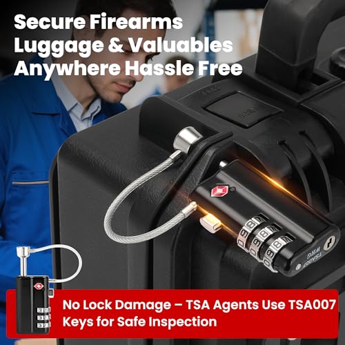 TOKCKYBL 2 Pack Professional Gun Case Lock TSA Approved – Heavy-Duty, Cut-Resistant & Child-Safe Security Padlock for Firearms, Pistols, Rifle Cases, and Travel Luggage, Black by TOKCKYBL - Image 6