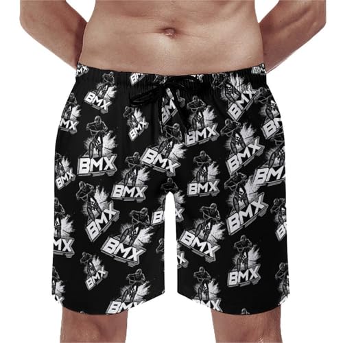 BMX Bike Mens Swim Trunks Quick Dry Beach Swimming Shorts with Mesh Lining and Pockets