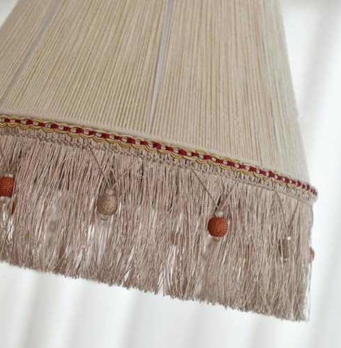 Lámpara colgante de hilo de algodón E27 vintage con borlas de madera 5