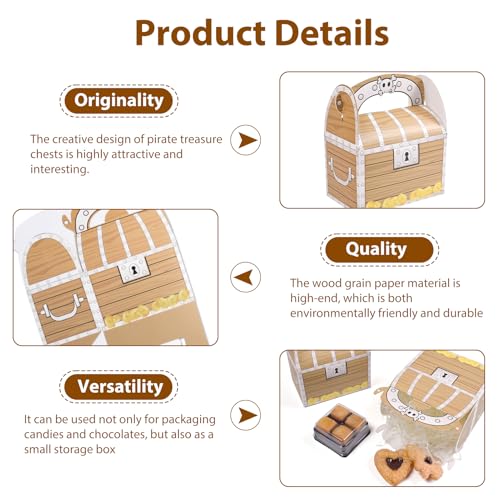 Piraten Schatzkiste, 10 Stück Piratenschachteln, Geschenktüten Geburtstag Kinder Schatz Pirat, Schatztruhe für Kinder Mitgebsel und Give-aways Auf Dem Kindergeburtstag, 7 x 7 x 11 cm
