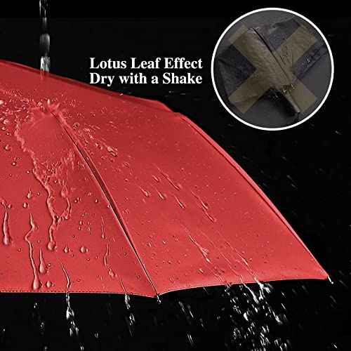 Leagera 46Inch Compact Umbrellas For Rain&Sun - Diameter 37Inch, Travel Umbrella Cute Duck Head Handle Design For Girls Gifts, 8 Ribs Folding Umbrella Lightweight And Small, Red #TOP7