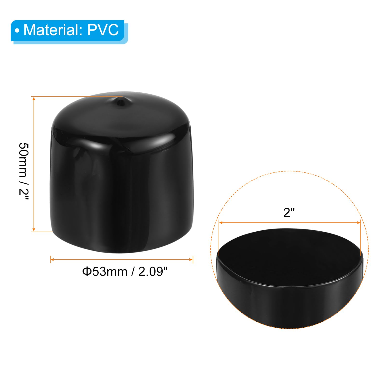 PATIKIL 2" ID Round Rubber End Caps - Image 2