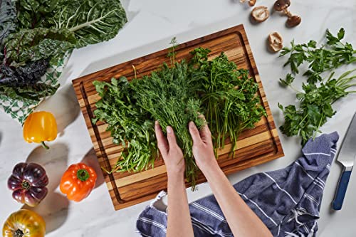 Sonder Los Angeles, Large Teak Wood Cutting Board With Juice Groove, Reversible 18X14X1.25 In (Gift Box Included) #TOP4