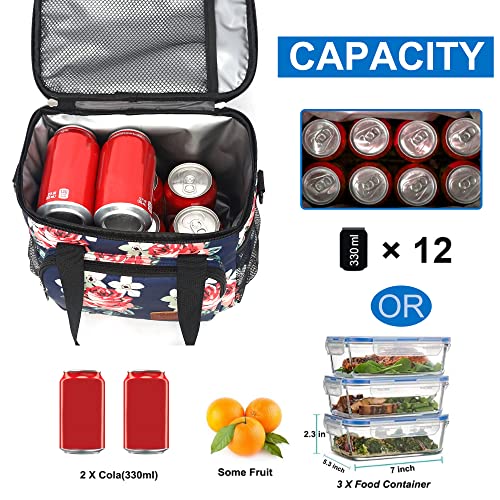 Lunch Bags For Women/Men, Insulated Lunch Bag For Work Office School Picnic - Lunch Cooler Bag Leakproof Lunch Box With Adjustable Shoulder Strap - Floral #TOP1