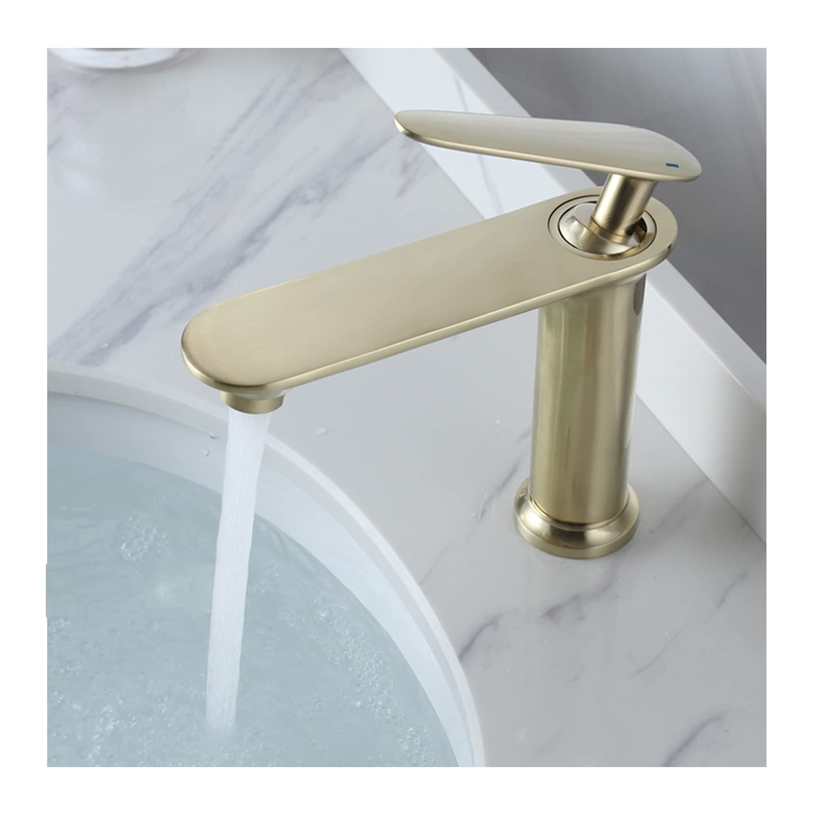 Mitigeur de lavabo en laiton massif or brossé pour une salle de bain chic