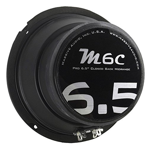 Massive Audio M6C 6.5” Mid-Range Speaker | 200W Max, 4 Ohm, High Efficiency Pro Car Audio Midrange, Shallow Mount Design, Pressed Paper Cone, Powerful Sound Upgrade for Car & Motorcycle Systems
