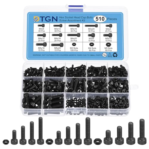 DTGN 510Pcs Metric Screw Assortment, M3/M4/M5 Bolts and Nuts Kit