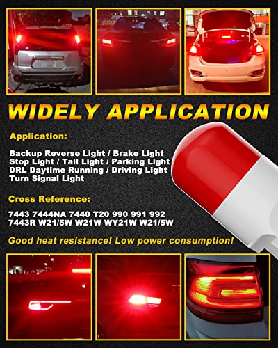 Qasim 7443 7440 Led Bulb Brilliant Red For Car Tail Signal Reverse Stop Light Brake Warning Light T20 7441 7444 7444Na W21W Ceramic Led Bulb,Pack Of 2 #TOP5