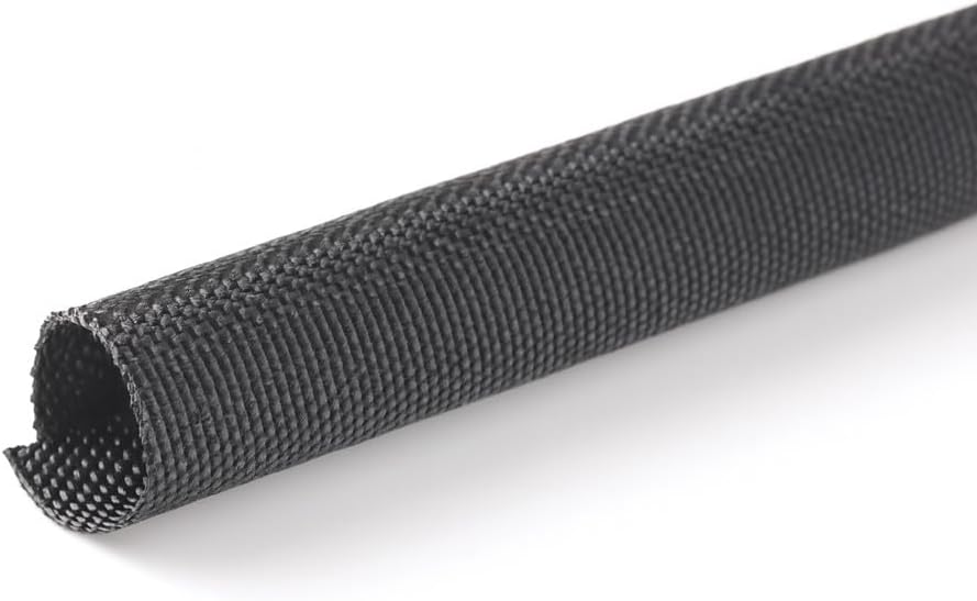 MGI SpeedWare Woven Mesh Split-Sleeve Wire Loom for High-Temperature Automotive Harness and Home Cable Management - 25 feet (1/2")