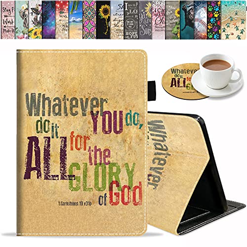 FVAENDHIO Case for Fire HD 10 & Fire HD 10 Plus Tablet (11th Generation, 2021 Release) - Premium PU Leather Cover with Auto Sleep Wake, Bible Verses Whatever You do,do it All for The Glory of God