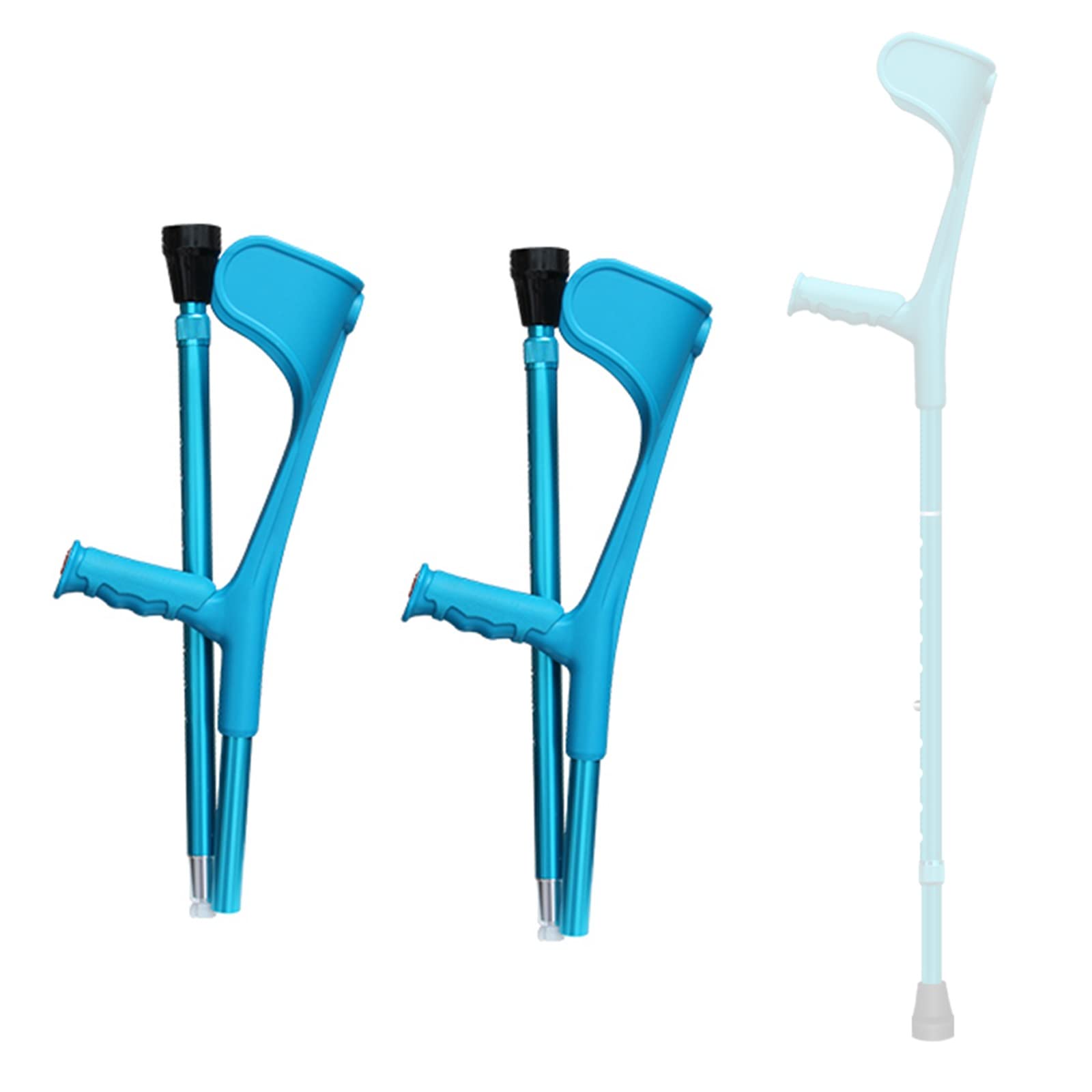 1 par de Muletas de Antebrazo Plegables, Bastón de Aluminio Aajustable en Altura de 10 Niveles, Manijas Ergonómicas, para Adultos y Niños con Alturas de 140-185 cm (Color : Blue)