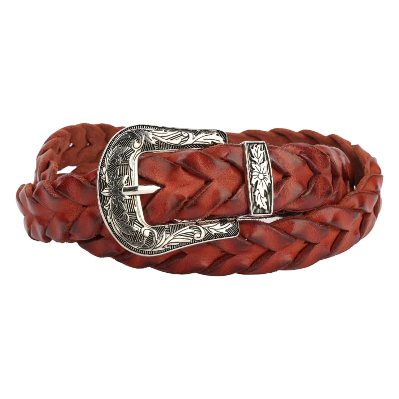 Women's Leather womens belt Genuine Leather Woven Western Style Vintage braided leather belt Men and women