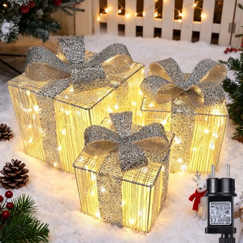 iBaycon Weihnachtsbeleuchtung Beleuchtete Geschenkboxen,140 LED...
