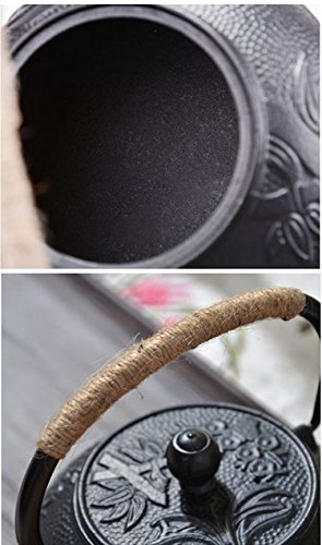 Ruika Japanese Tetsubin Tea Kettle Plum Orchid Bamboo Pattern Cast Iron Teapot With Stainless Steel Black 600Ml 20 Oz #TOP5