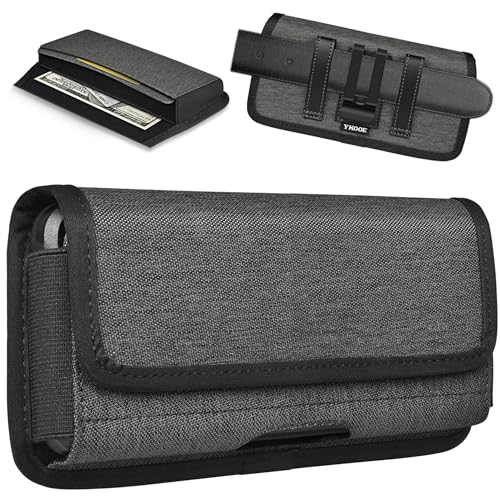 ykooe Rugged Nylon Holster Compatible with iPhone 17 16 15 14 13 12 & Pro Models, Galaxy S25, S24, S23, S22,S21 Cell Phone Belt Holder for Men, Dark Grey - L