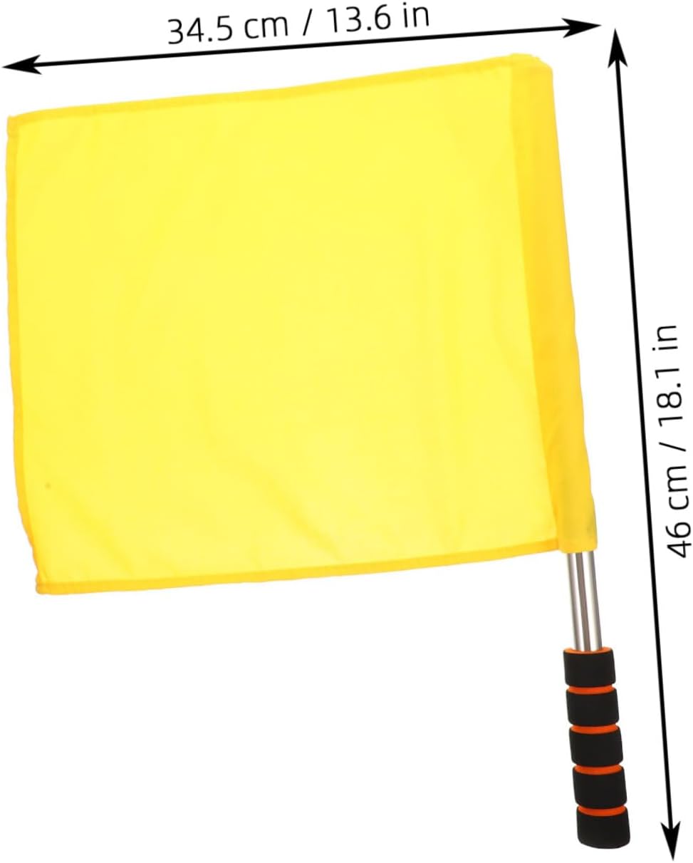 Soccer Referee Flag 18.11X13.58 Inch Lightweight Hand Waving Signal Flag with Comfortable Sponge Handle and Stainless Steel Pole for Outdoor Sports and Football Matches