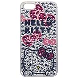 La funda está adornada con diamantes de imitación en un diseño de Hello Kitty.