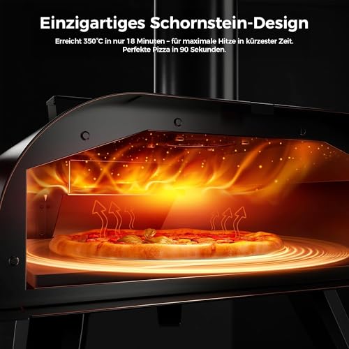 Foto von BIG HORN OUTDOORS Pizzaofen für Holzpellets, tragbarer Edelstahl-Pizzagrill