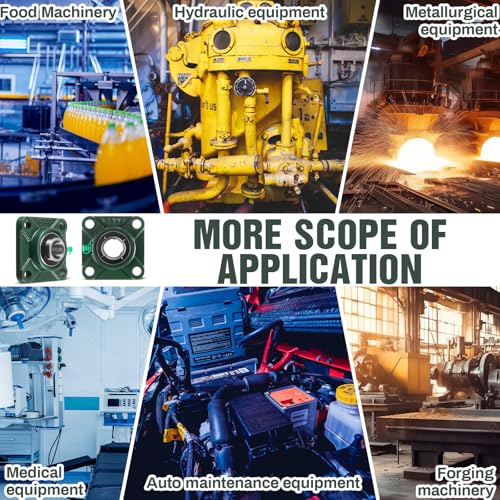 Gisafai 8 Pcs UCF205-16 Pillow Block Bearing with 1" Bore Flange Mounted Pillow Block Ball Bearing Self Alignment Cast Iron Housing Steel Unit for Industry, Green by Gisafai - Image 6