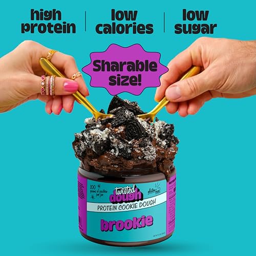 Image of Twisted Dough Protein Cookie Dough, Brookie Flavor, 2 Pack, 100g Protein, Healthy Snacks, Gluten Free Edible Cookie Snack, High Protein Low Carb & Low Sugar Dessert for Kids & Adults, Keto Friendly
