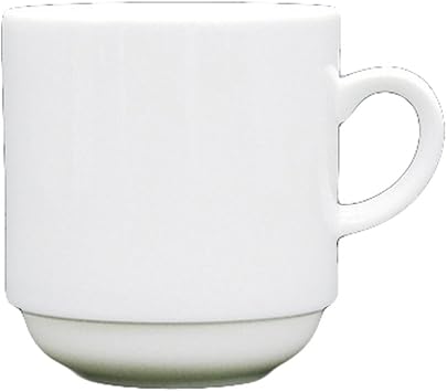 Fortessa Fortaluxe Superwhite Vitrified China Dinnerware, Cassia 12-Ounce Large Stackable Mug, Set of 6