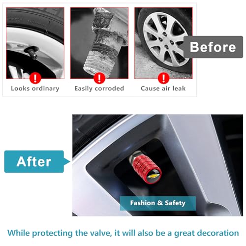 Image of 4pcs Tire Valve Stem Caps, Compatible with Chevrolet Chevy Series Stem Cap Universal Car Air Cover Car Accessories for Cars, SUV, Truck, Motorcycles Red