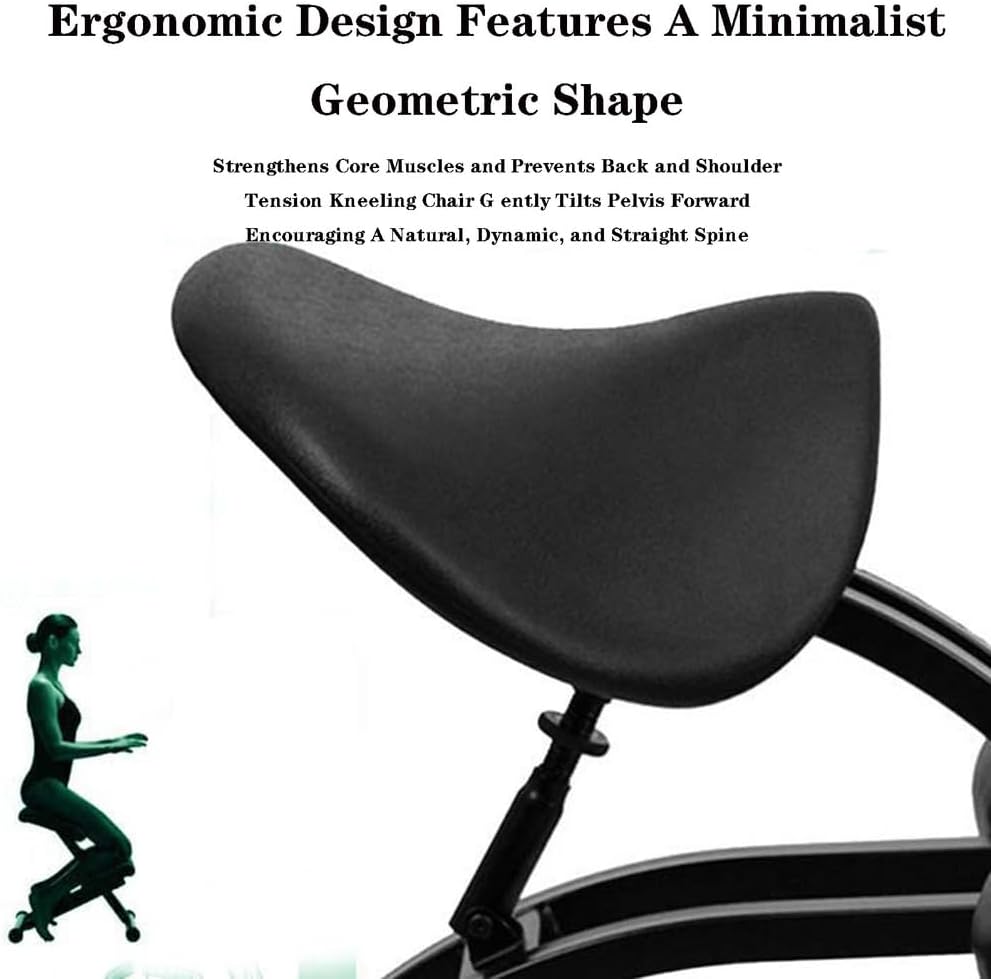 SFKLYU Height Adjustable Office Stool,Ergonomic Kneeling Chair, Good Posture Computer Stool Ergonomic Kneeling Chair for Upright Posture Home, Office