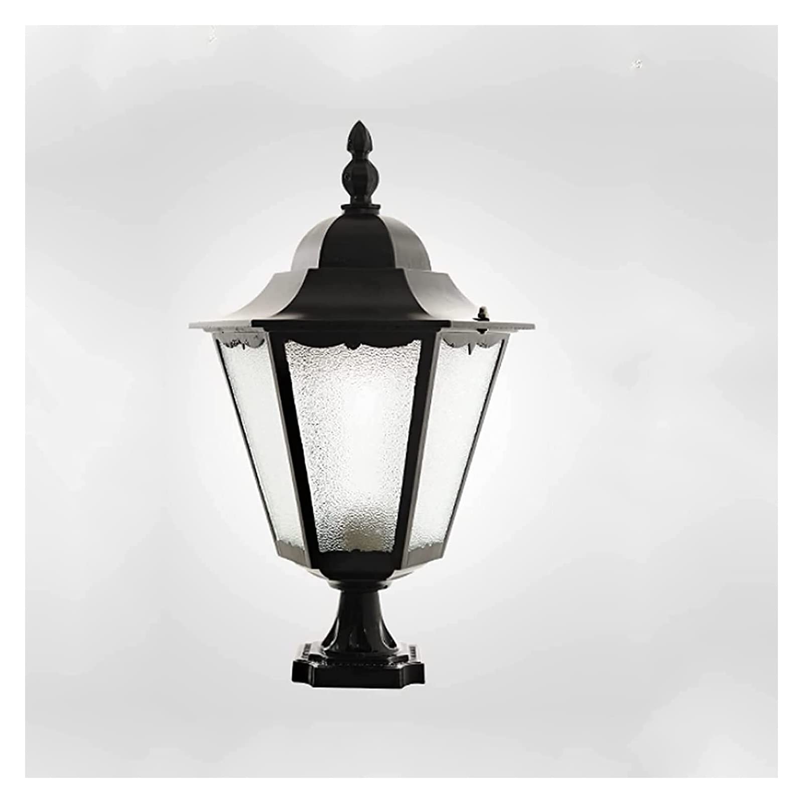 QUSYZD Lamp Post Lights Outdoor, Courtyard Light Security Landscape Lantern, Waterproof Villa Parking Courtyard Gate Column Light Bright Pool Street Post Cap Pedestal,Noir-17x38x62cm