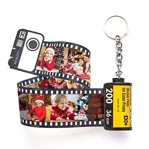 VEELU Personalized Keychains with Picture Custom MultiPhoto Camera Film Roll Keychains Gift for Lovers (Upload 5 Photos)