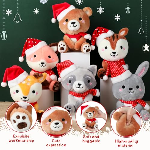 Image of RoundFunny 6 Pcs Christmas in July Woodland Animals 7'' Stuffed Animals Set