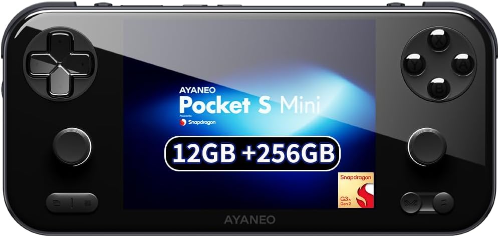 AYANEO Pocket S Mini-4.2 Inches 1280x960 (Screen Aspect Ratio: 4:3) Touch screen Handheld Retro Video Game Console Android 14 OS Tablet PC 12GB LPDDR5X 8533Mbps, 256GB Storage,BT 5.3
