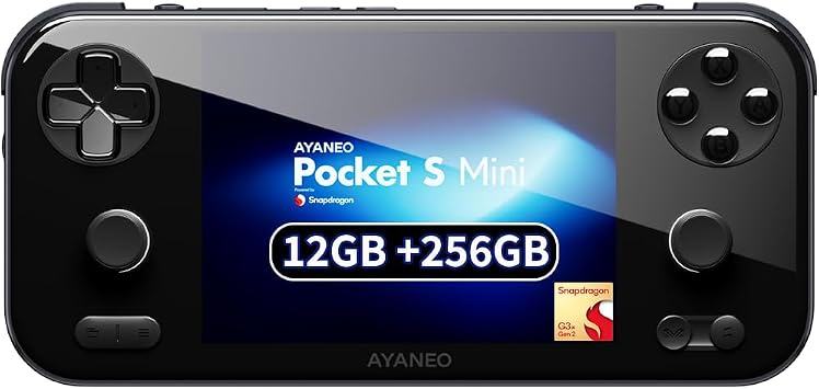 AYANEO Pocket S Mini-4.2 Inches 1280x960 Screen Aspect Ratio 43 Touch screen Handheld Retro Video Game Console Android 14 OS Tablet PC 12GB LPDDR5X 8533Mbps, 256GB Storage,BT 5.3