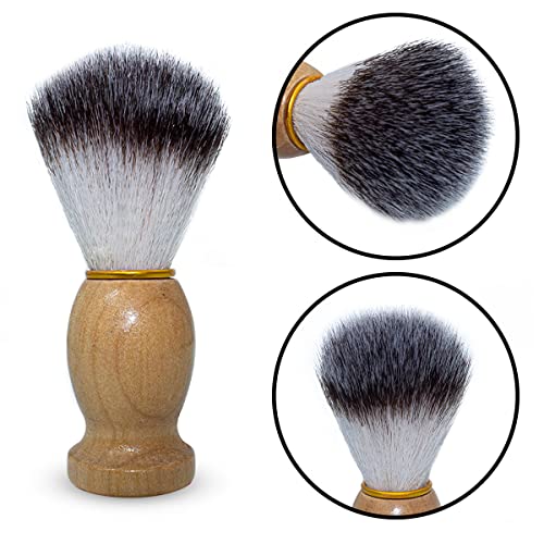 Pincel para Barbear Espanador com Cerdas Macias e Cabo de Madeira