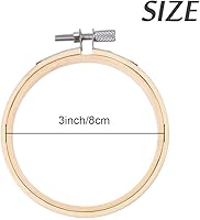 Vista 5 de Caydo 12 aros redondos de madera de 3 pulgadas para bordar, círculo ajustable, punto de cruz, anillo de aro a granel para adornos del hogar